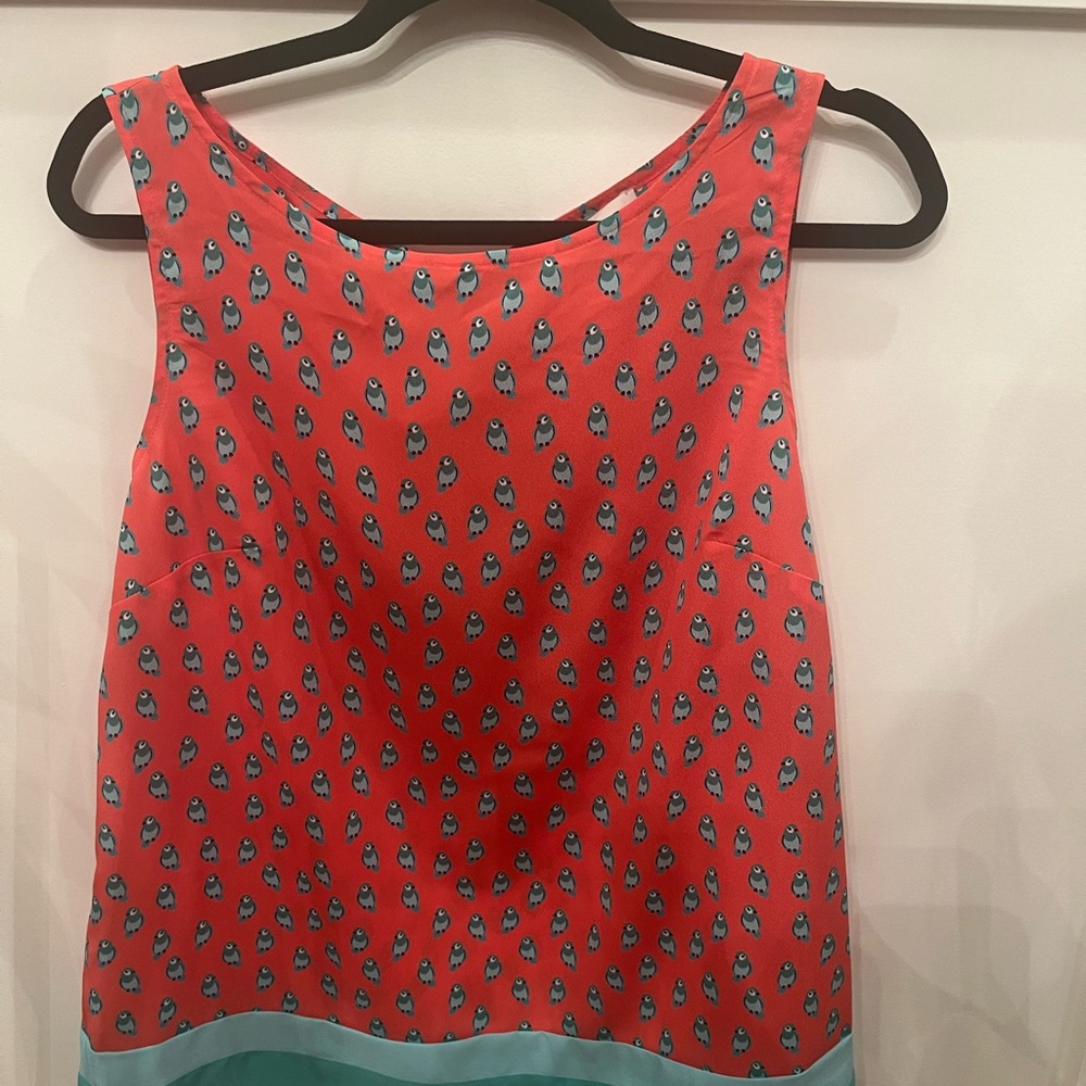 Coral and Teal Sleeveless Top